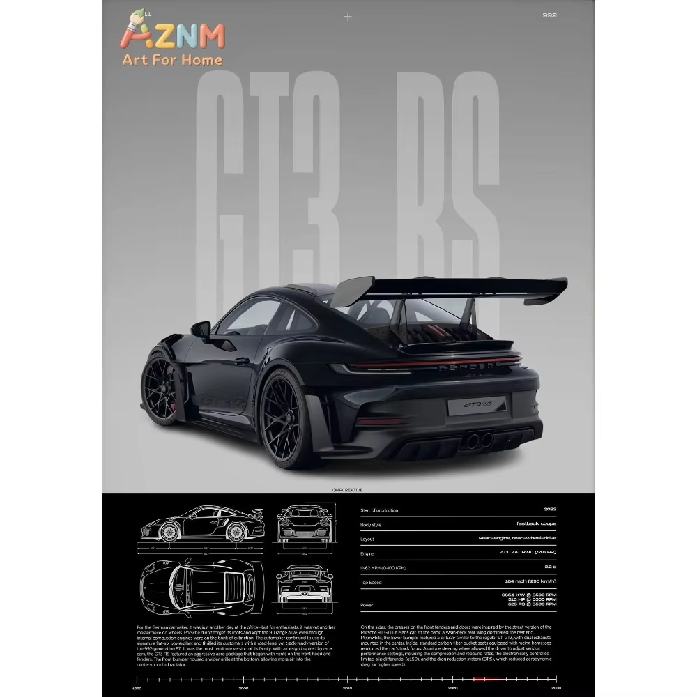 Car Accessories For Inside - 1 adet Minimalist 911 GT3-RS 718