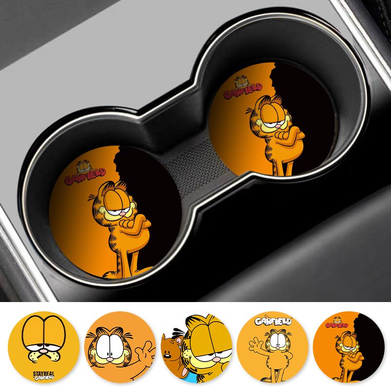 Car Accessories Workshop - Karikatür Garfield Araba Bardak Altlığı Evrensel